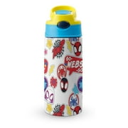 SpiderMan Kids Insulated Water Bottle with Covered Pop-Up Straw Kids Cups with Stainless Steel Leak Proof for School Boys Girls 350ml